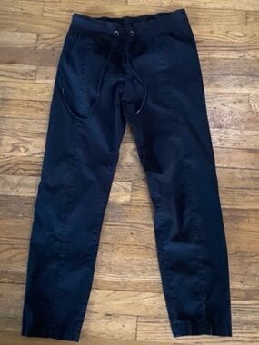 Eileen Fisher Organic Cotton Lightweight Pull On Drawstring Black Pants